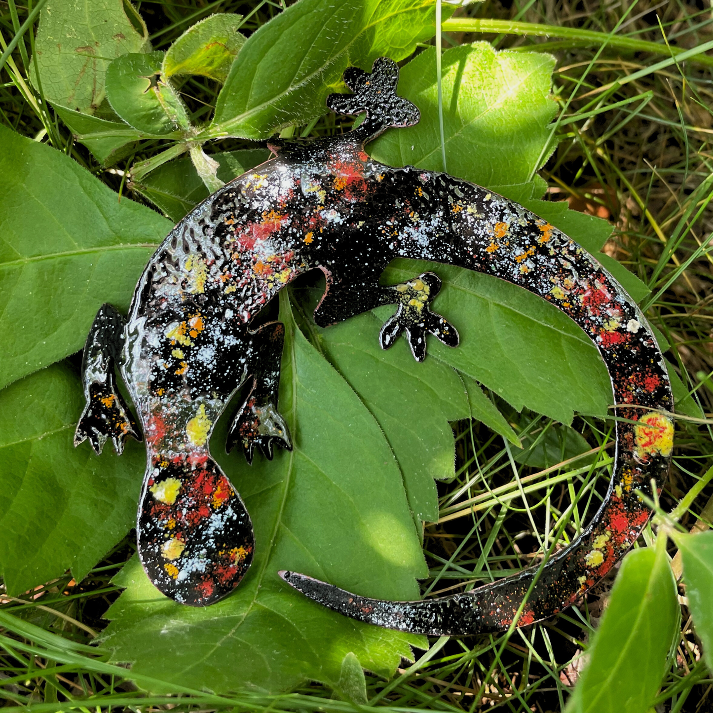Copper Enamel Gecko garden decor