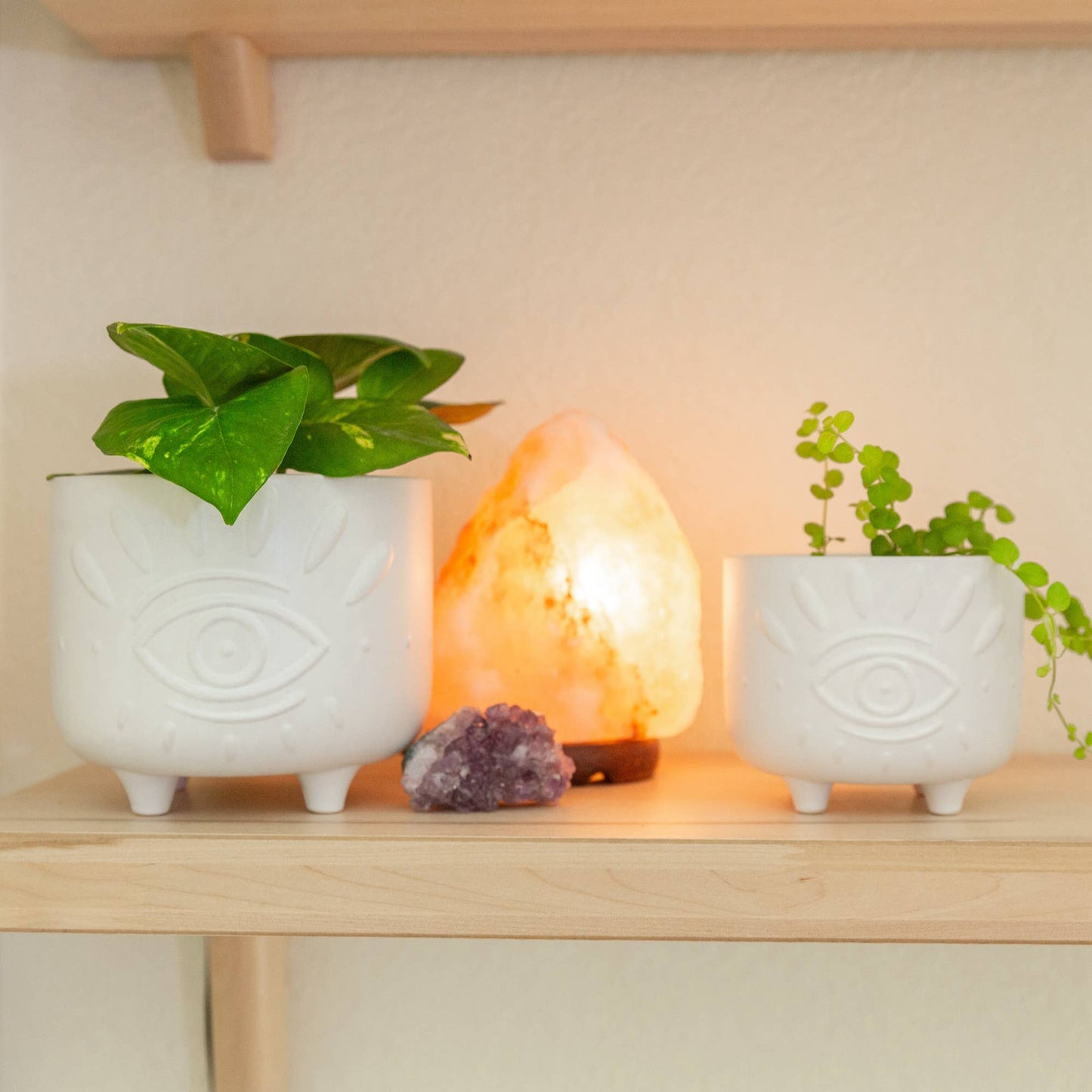 Evil Eye FOOTED PLANTER White