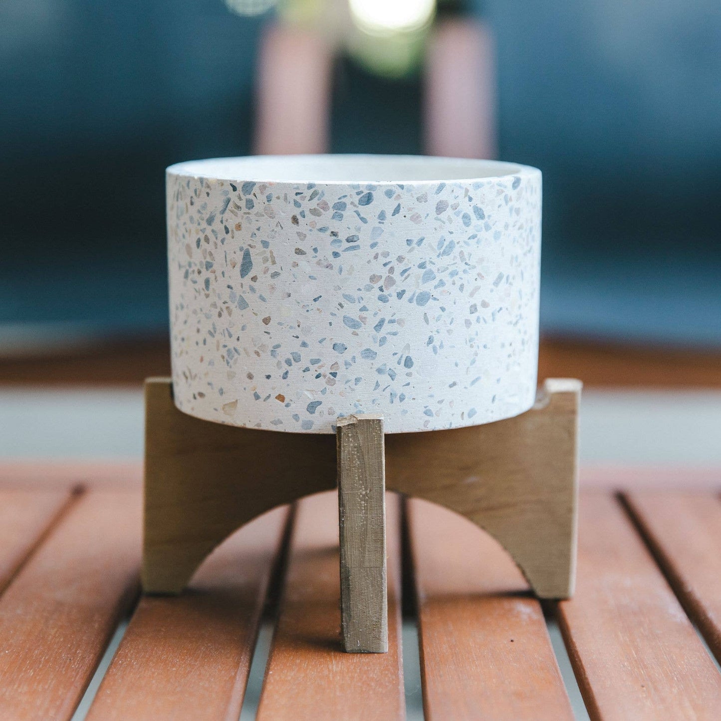 5" Neutral Terrazzo Planter On Stand