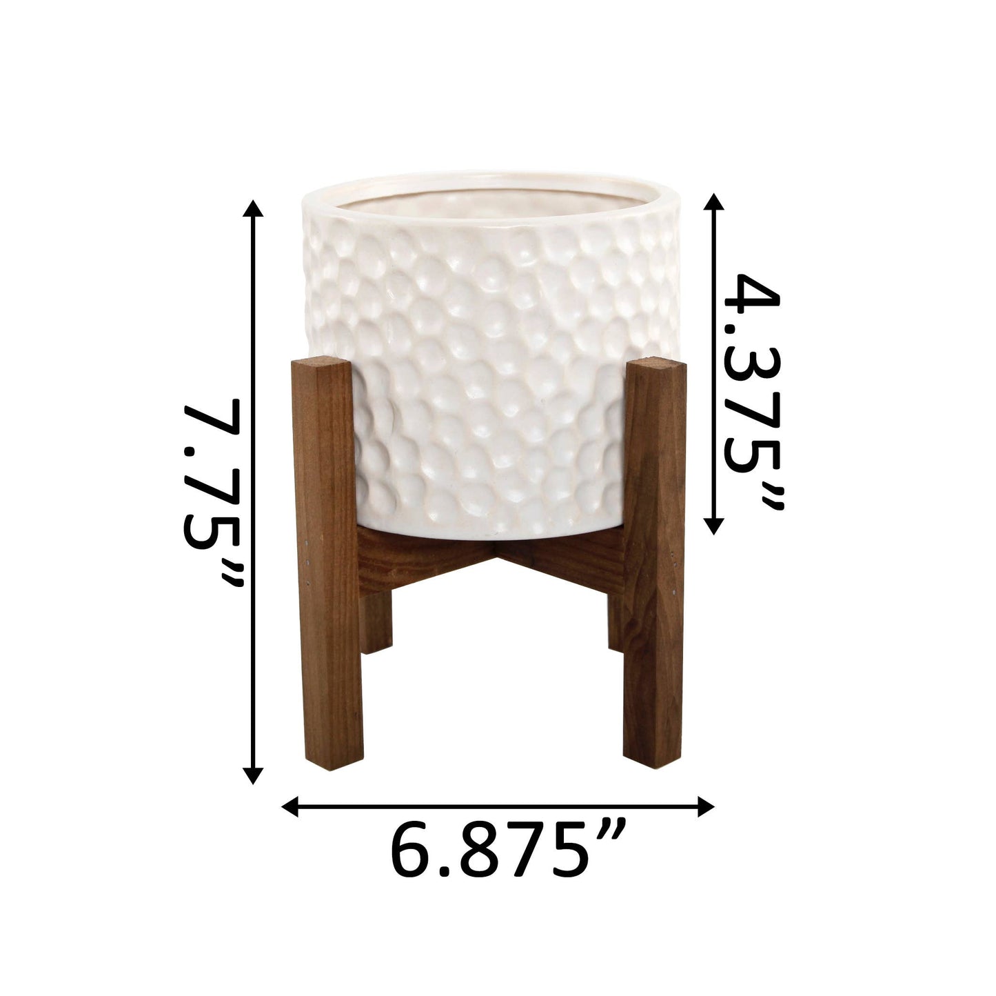 5.5" Beehive Ceramic Planter On Wood Stand