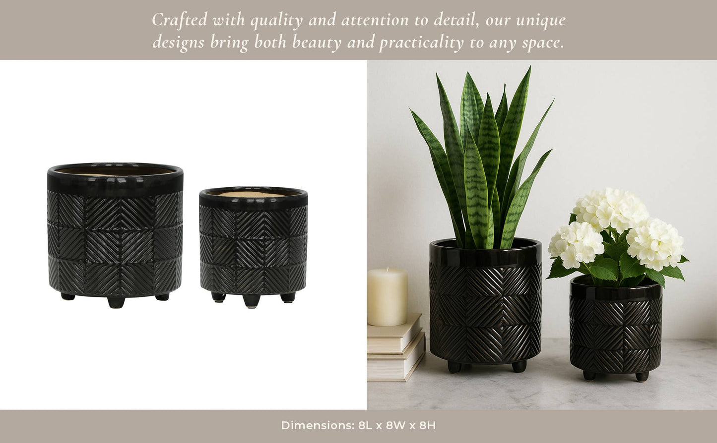 - Black Ceramic pot 8”
