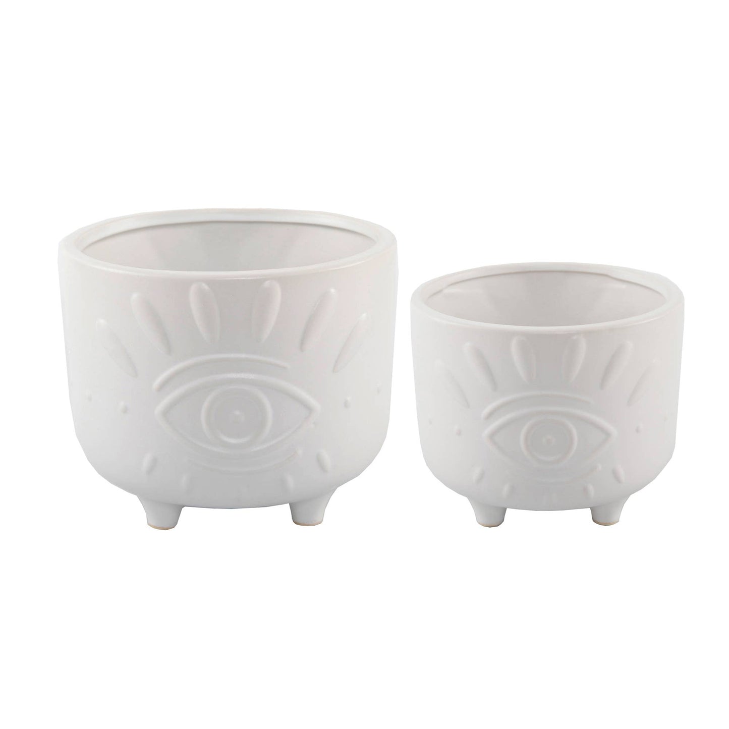Evil Eye FOOTED PLANTER White