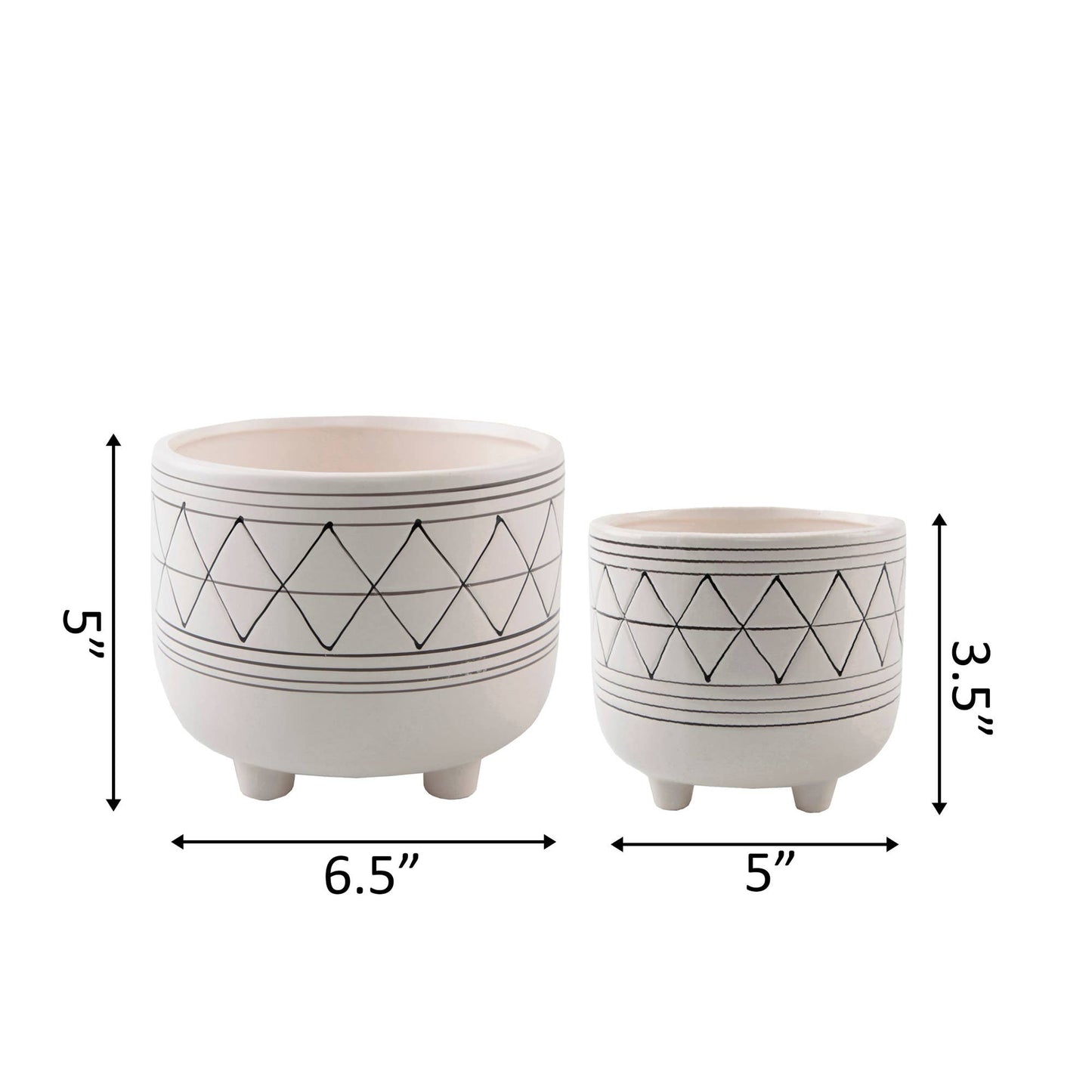 6" Ceramic With legs: White/Black
