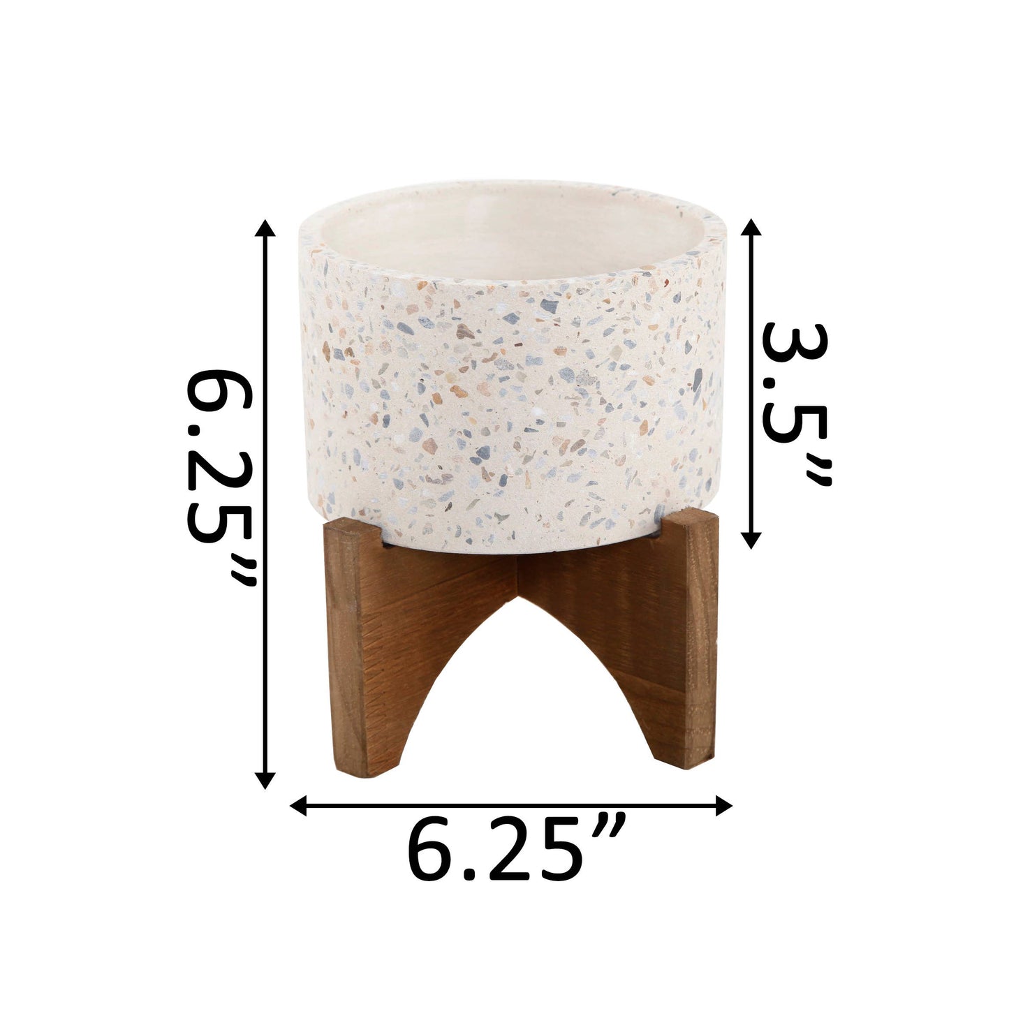 5" Neutral Terrazzo Planter On Stand