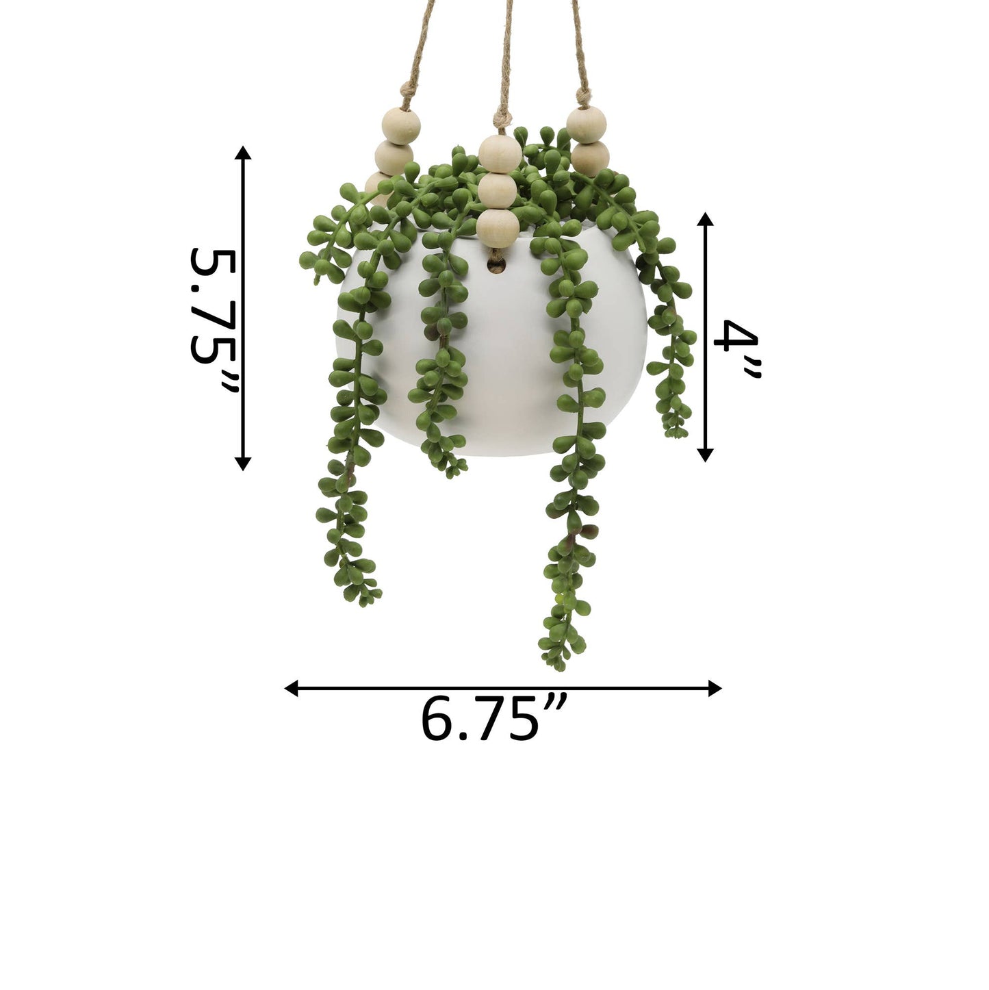 5.5X4" MTWH Hanging Ceramic Artificial Succulent String of