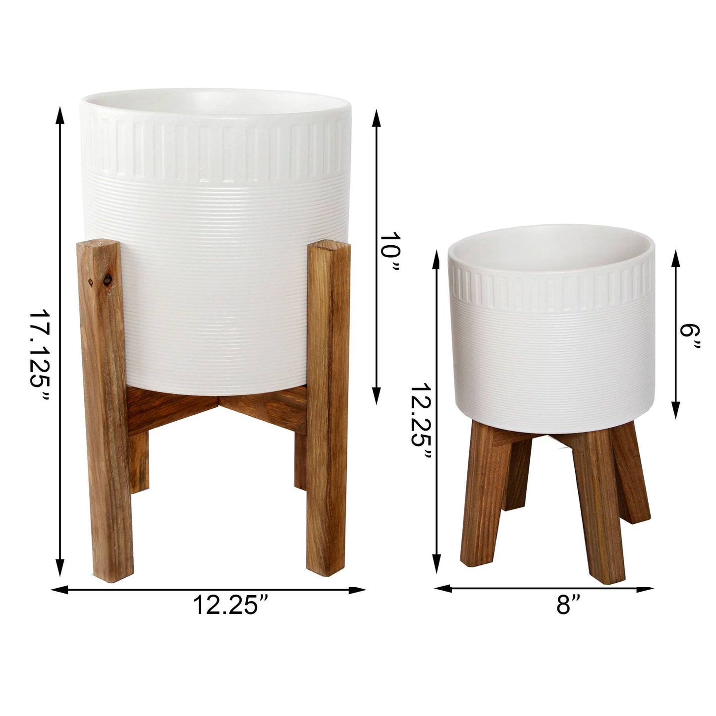 Dumpling Ceramic Planter On Stand: White LG