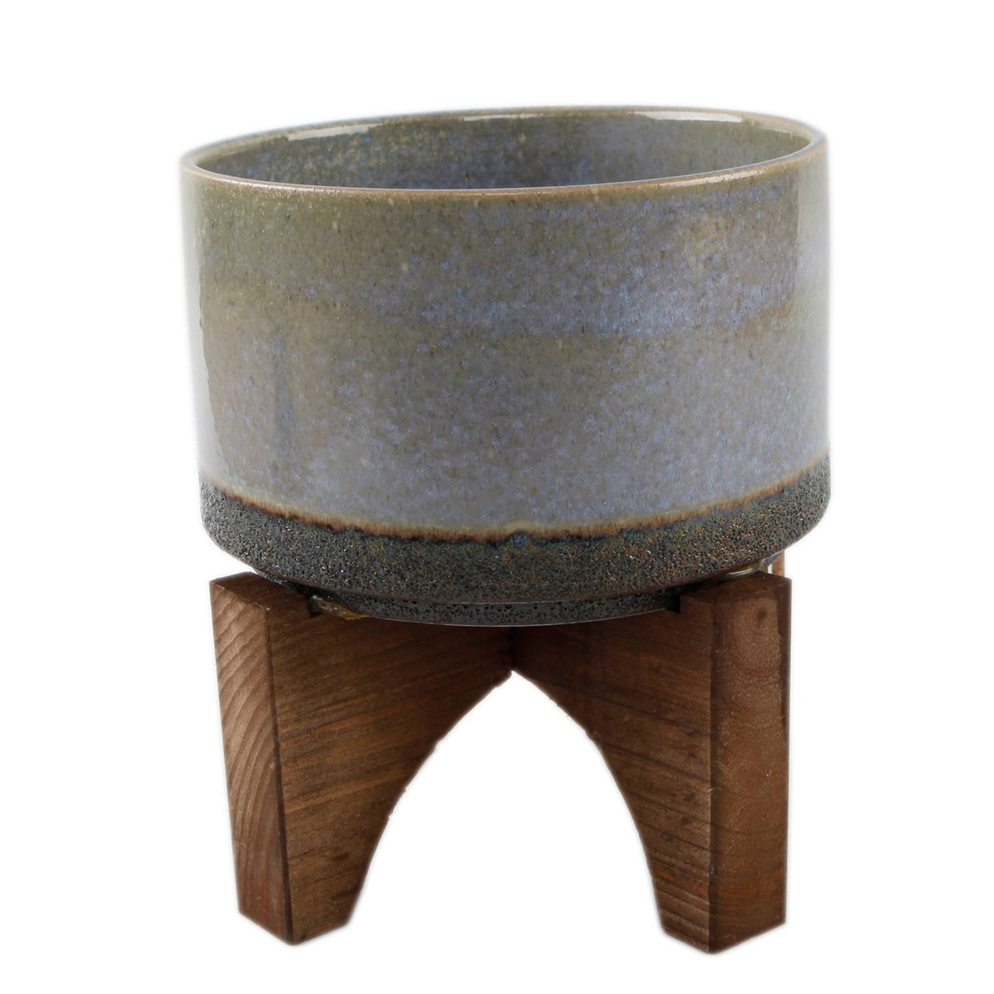 7" Lava Ceramic On Wood Blue