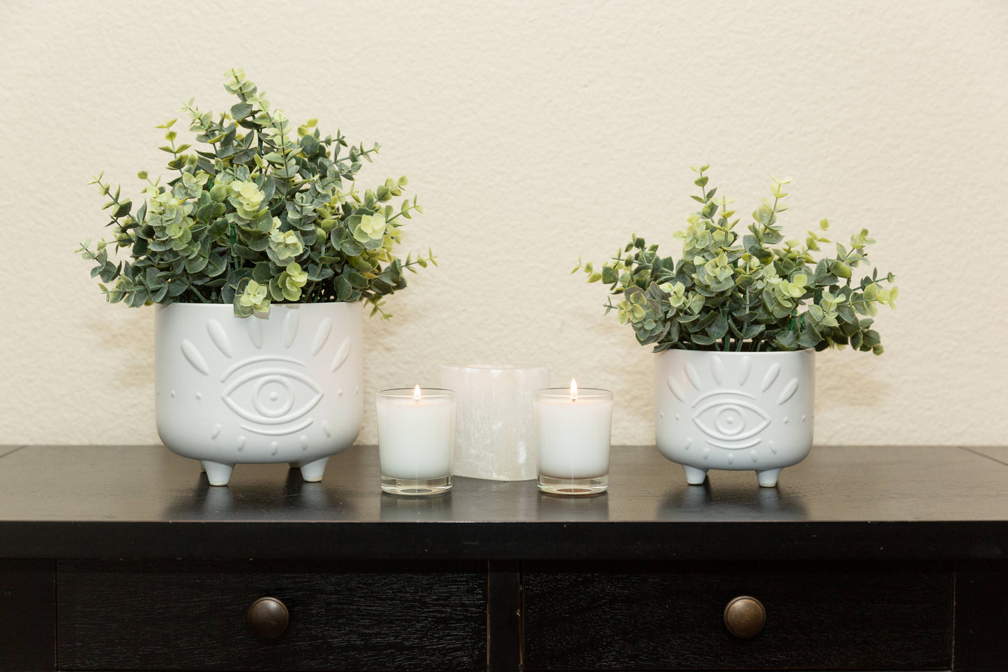 Evil Eye FOOTED PLANTER White