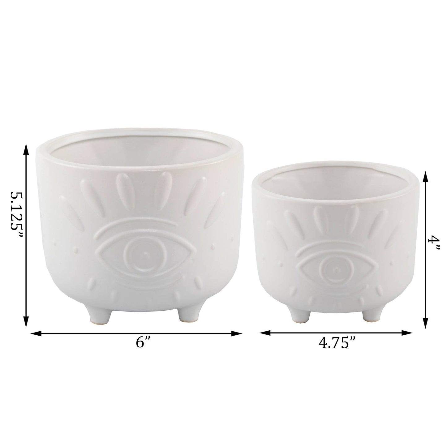 Evil Eye FOOTED PLANTER White