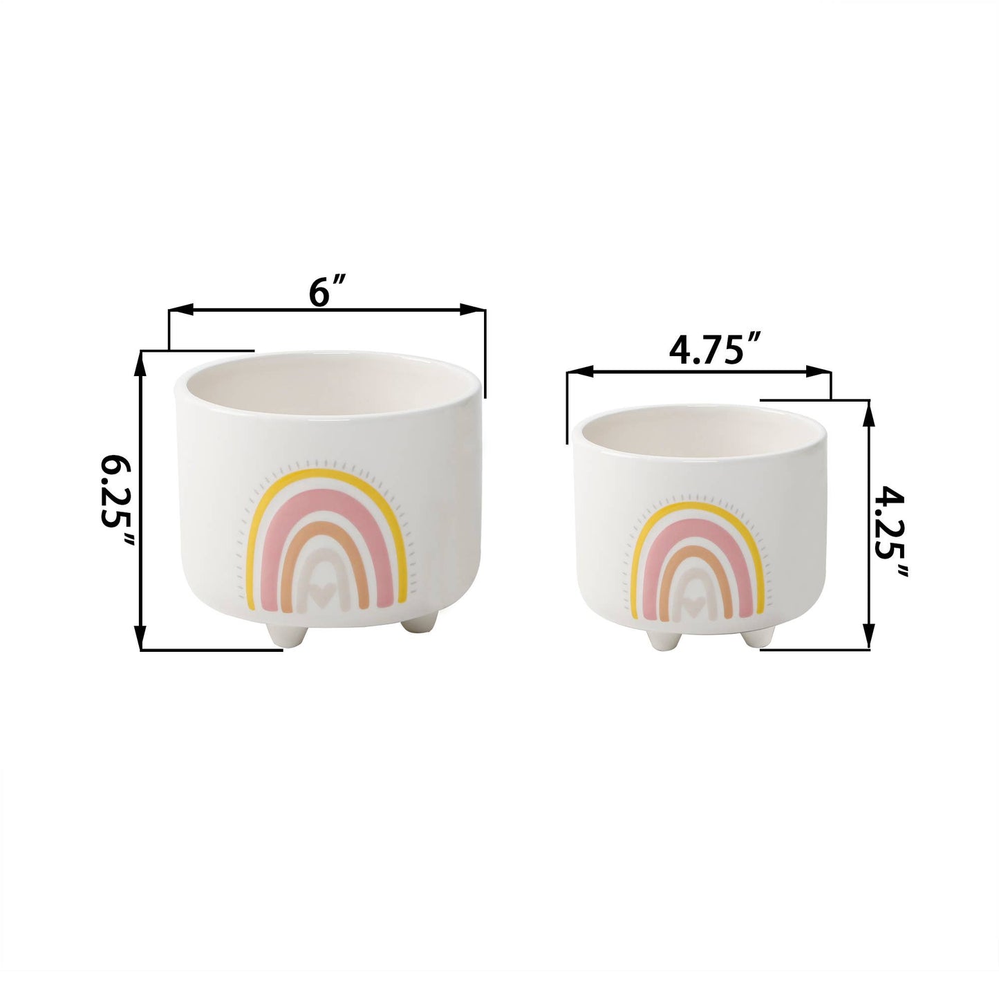 6" Colorful Rainbow Footed Planter: Pink