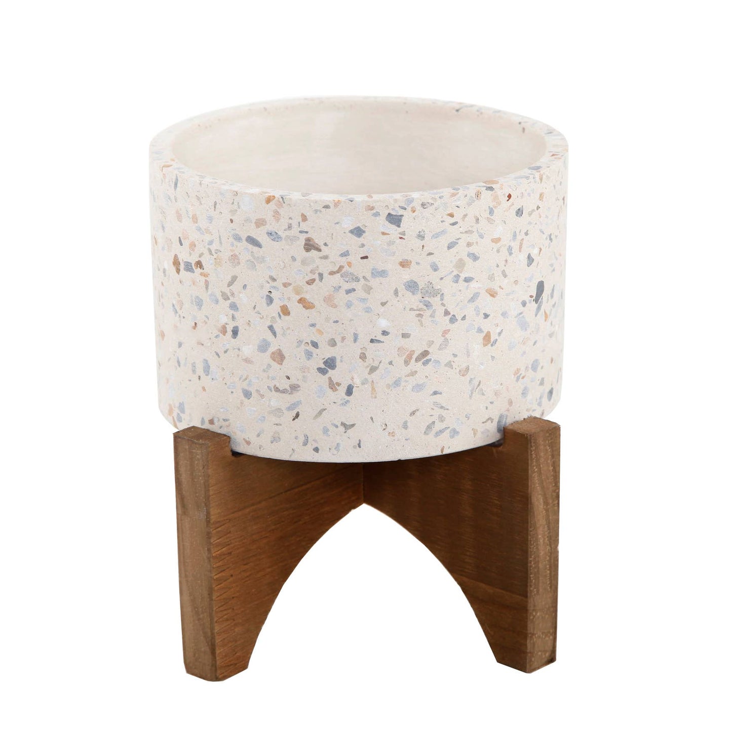 5" Neutral Terrazzo Planter On Stand