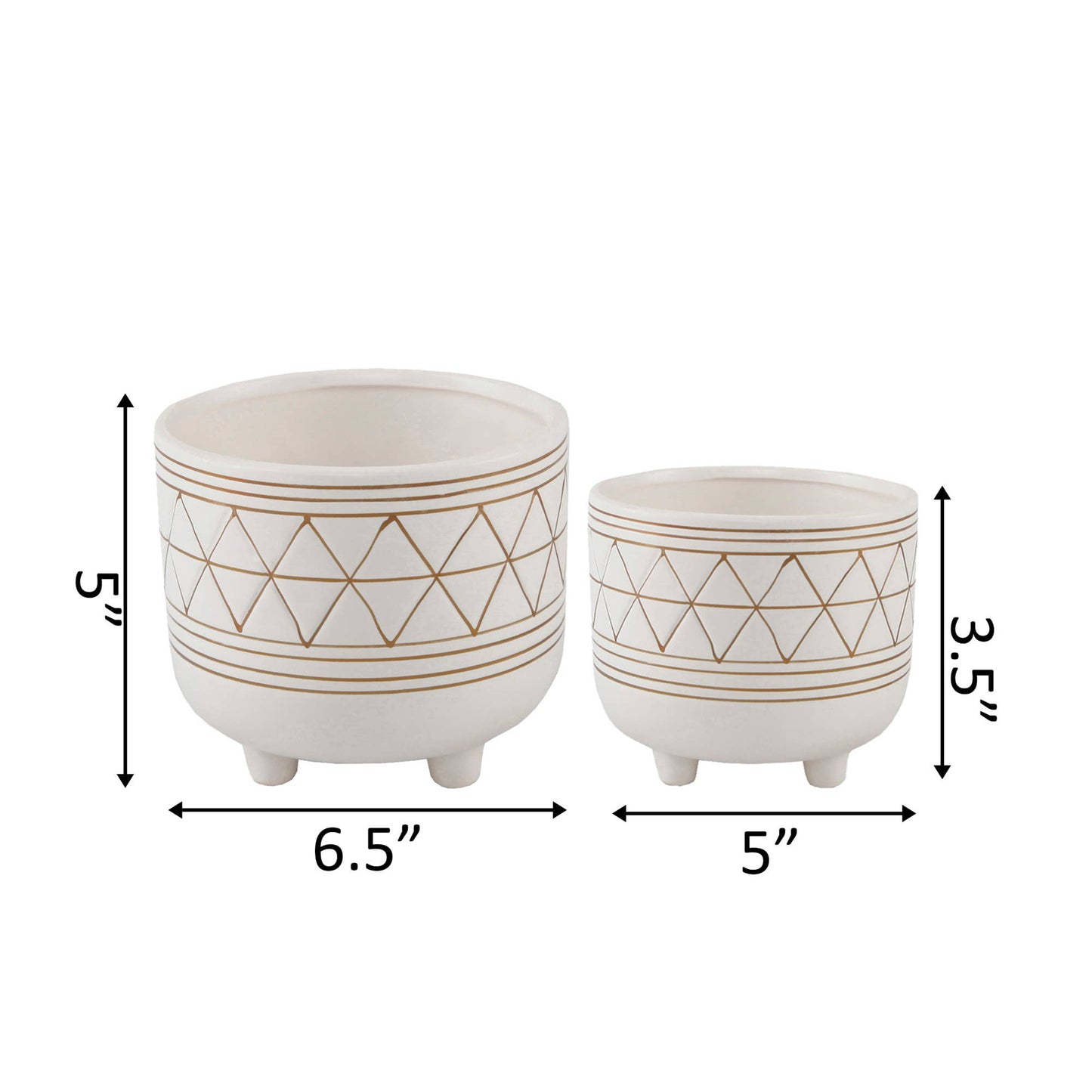 6" Ceramic With legs: White/Black