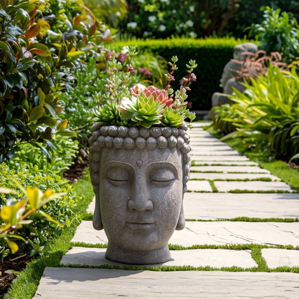 Polyresin Buddha Head 14"