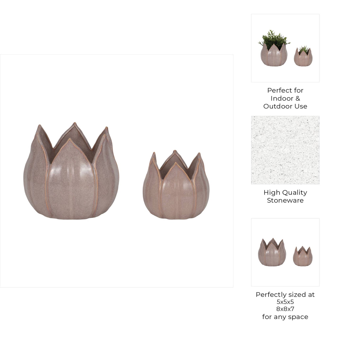 Purple Ceramic Sculpted Petal 8 in.