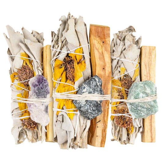 SUNFLOWER SAGE W/ROSE QUARTZ PALO SANTO