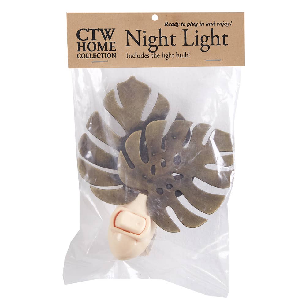 Antique Brass Monstera Leaf Night Light