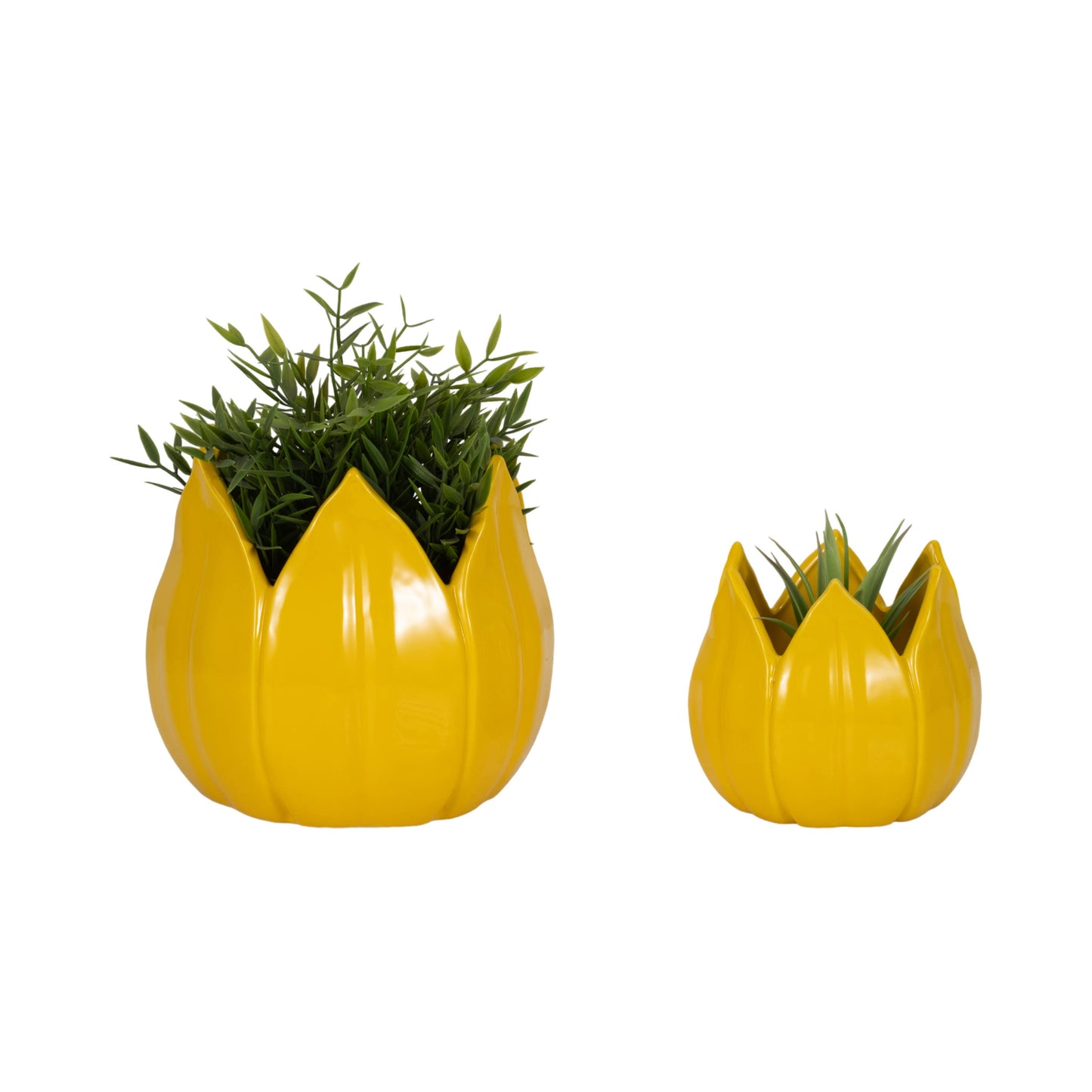 8 in. Yellow Petal Stoneware Planter