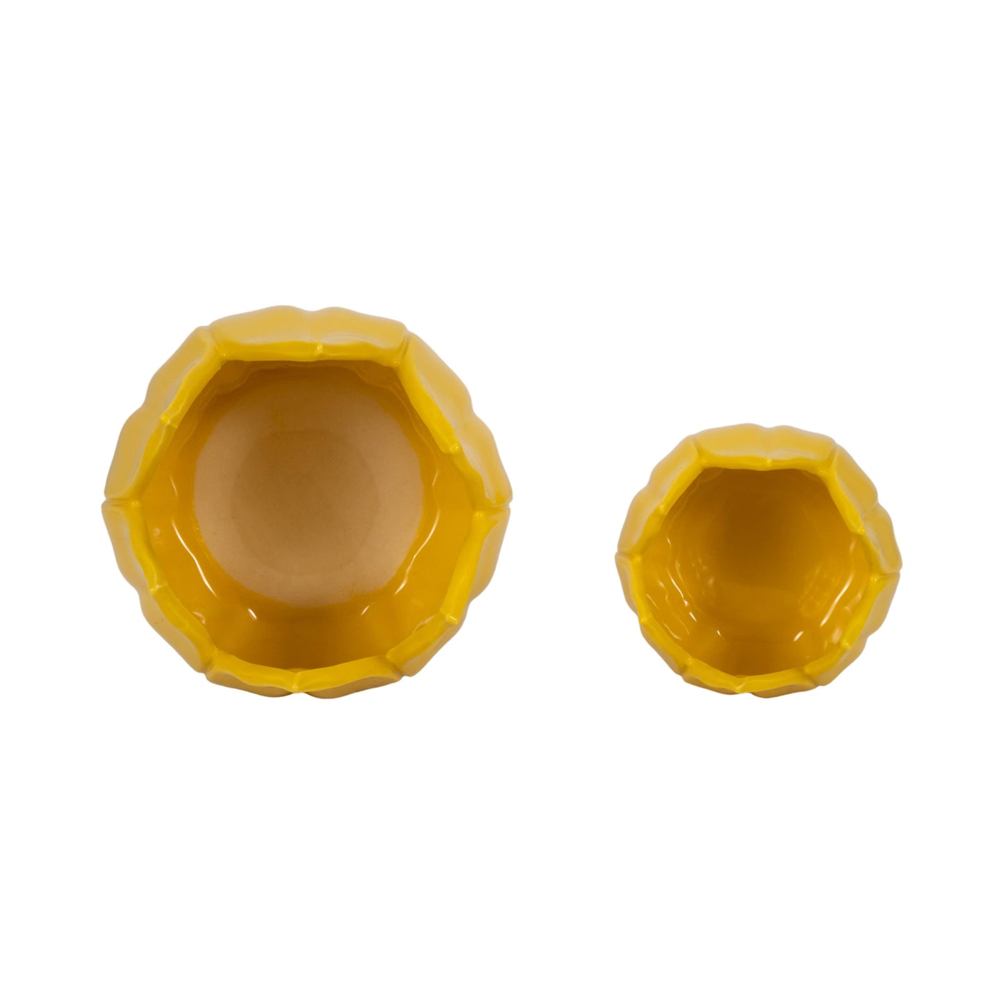 8 in. Yellow Petal Stoneware Planter