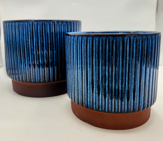 Blue Stripe LG Pot