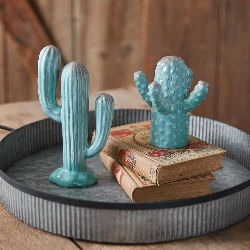 Ceramic Cactus Accent Sculpture - Two Arm