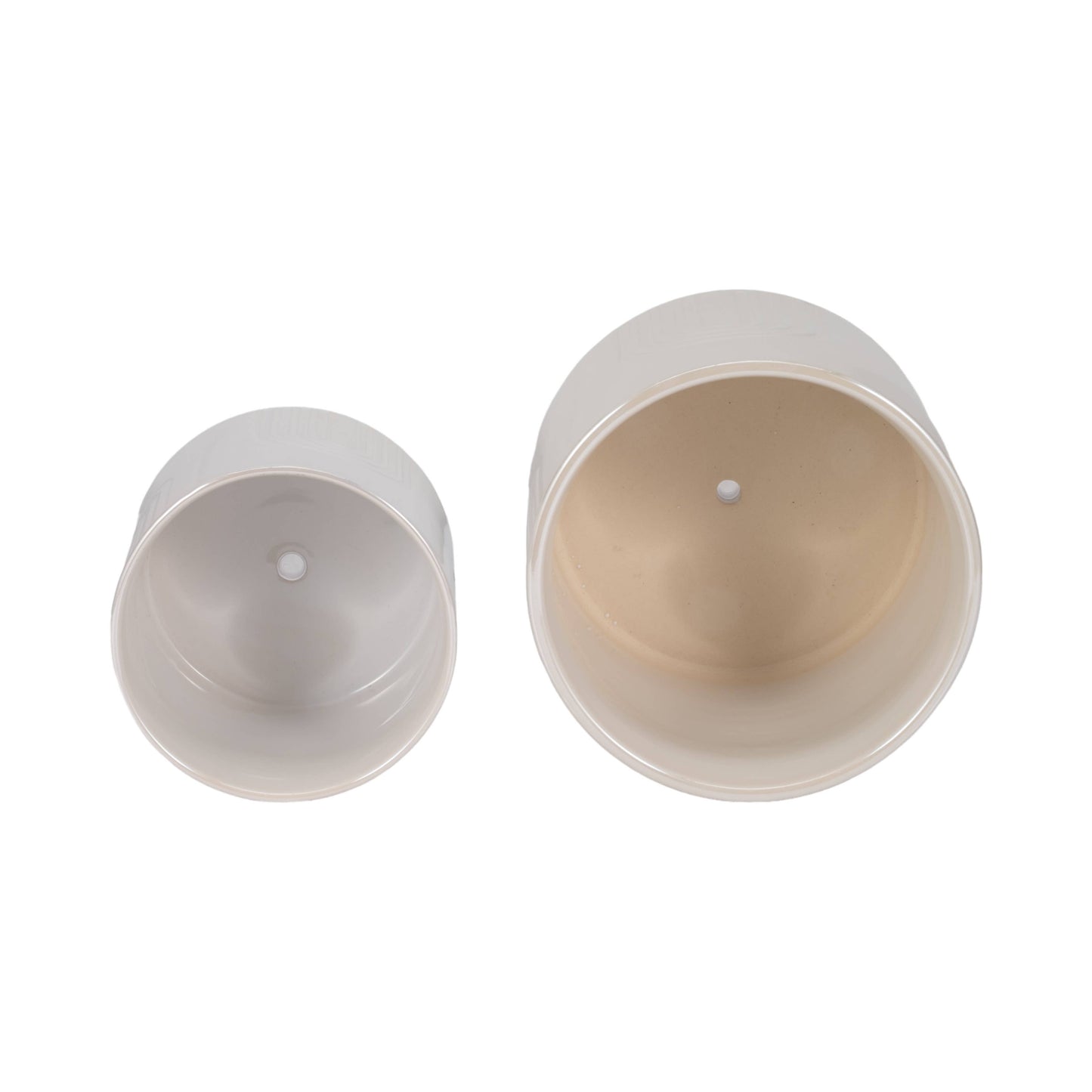 Planter Set of 2 - Ivory Ceramic Bravais Footed, 6/8 in.
