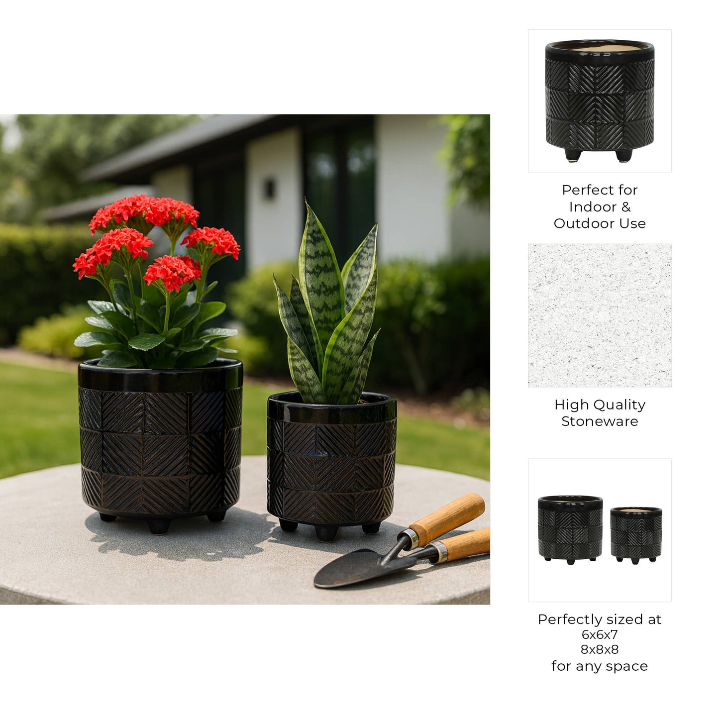 - Black Ceramic pot 8”