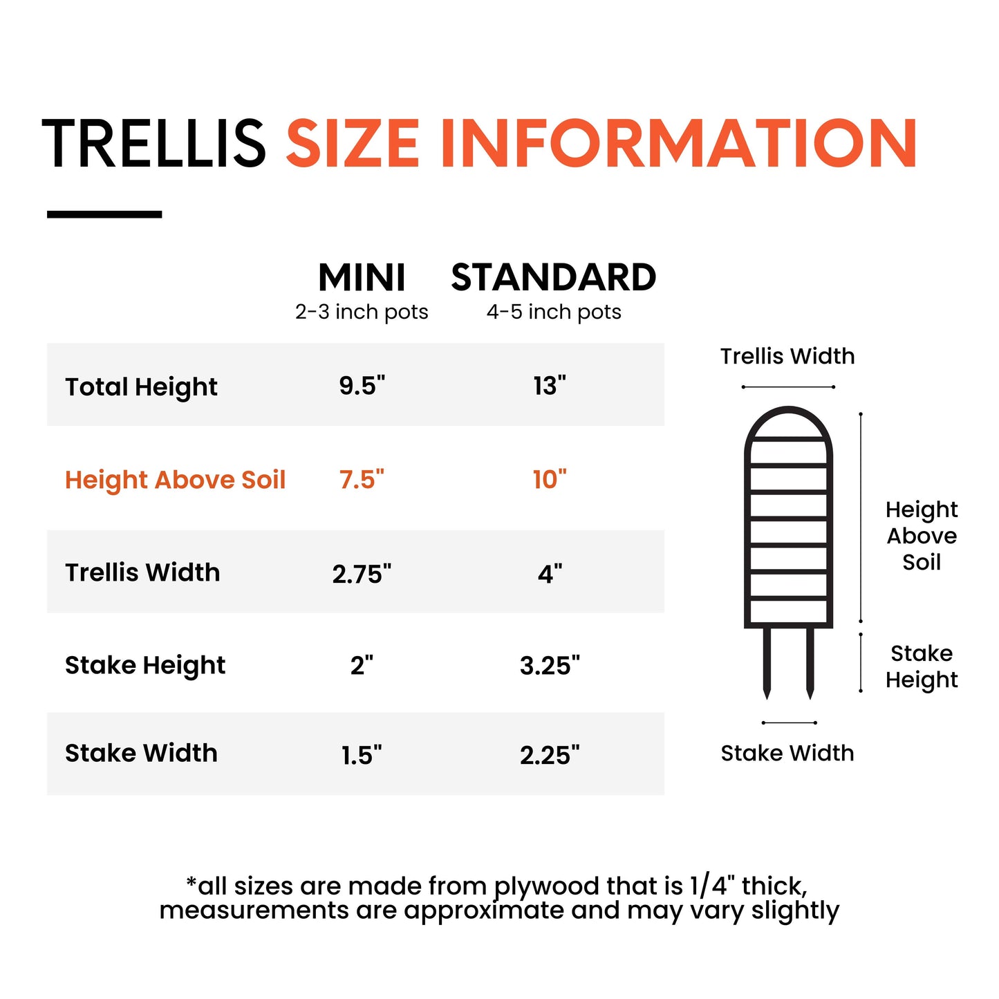 Ladder-Style Arch Trellis : Mini (9.5" tall for 2-3" pots)