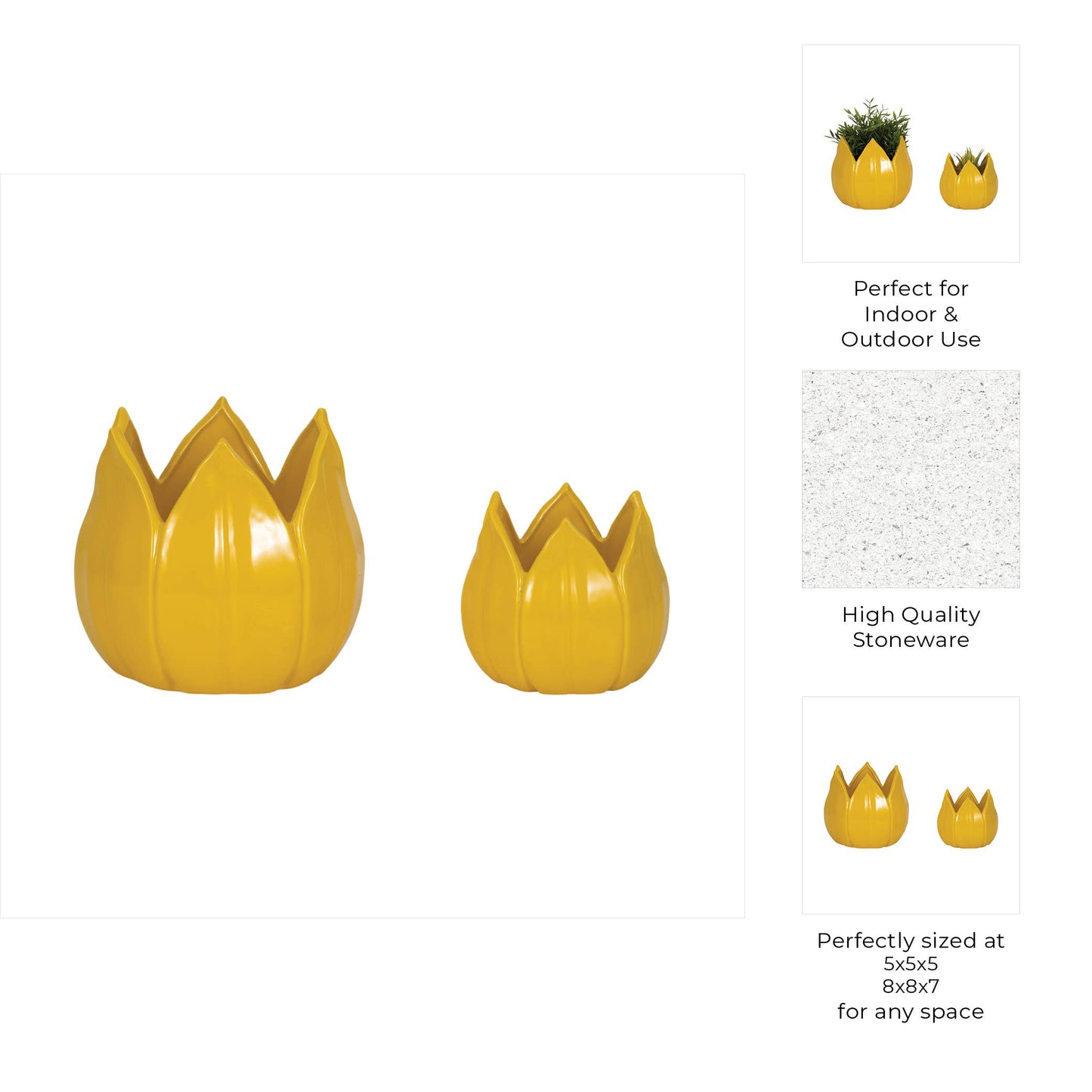 8 in. Yellow Petal Stoneware Planter