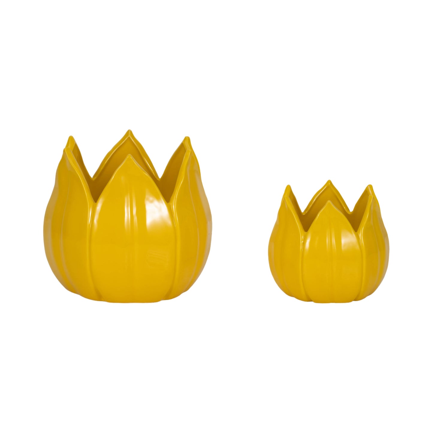 8 in. Yellow Petal Stoneware Planter