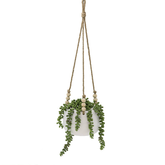 5.5X4" MTWH Hanging Ceramic Artificial Succulent  String of