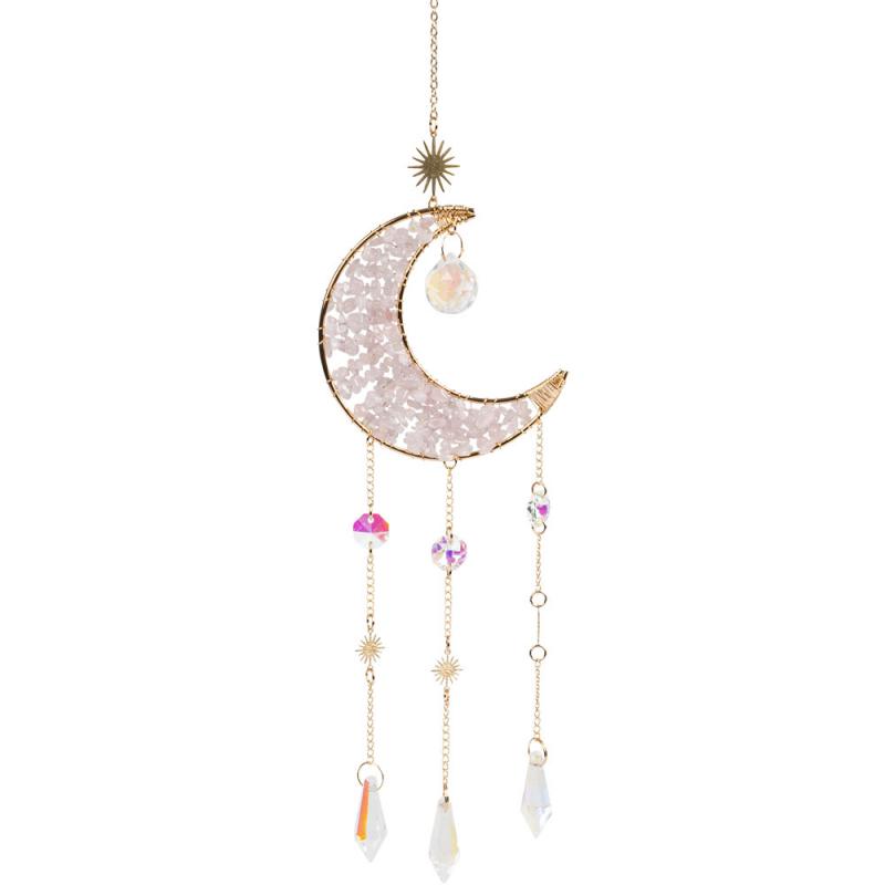 ROSE QUARTZ CRESCENT MOON SUNCATCHER