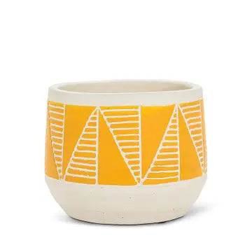 Yellow Etched Planter