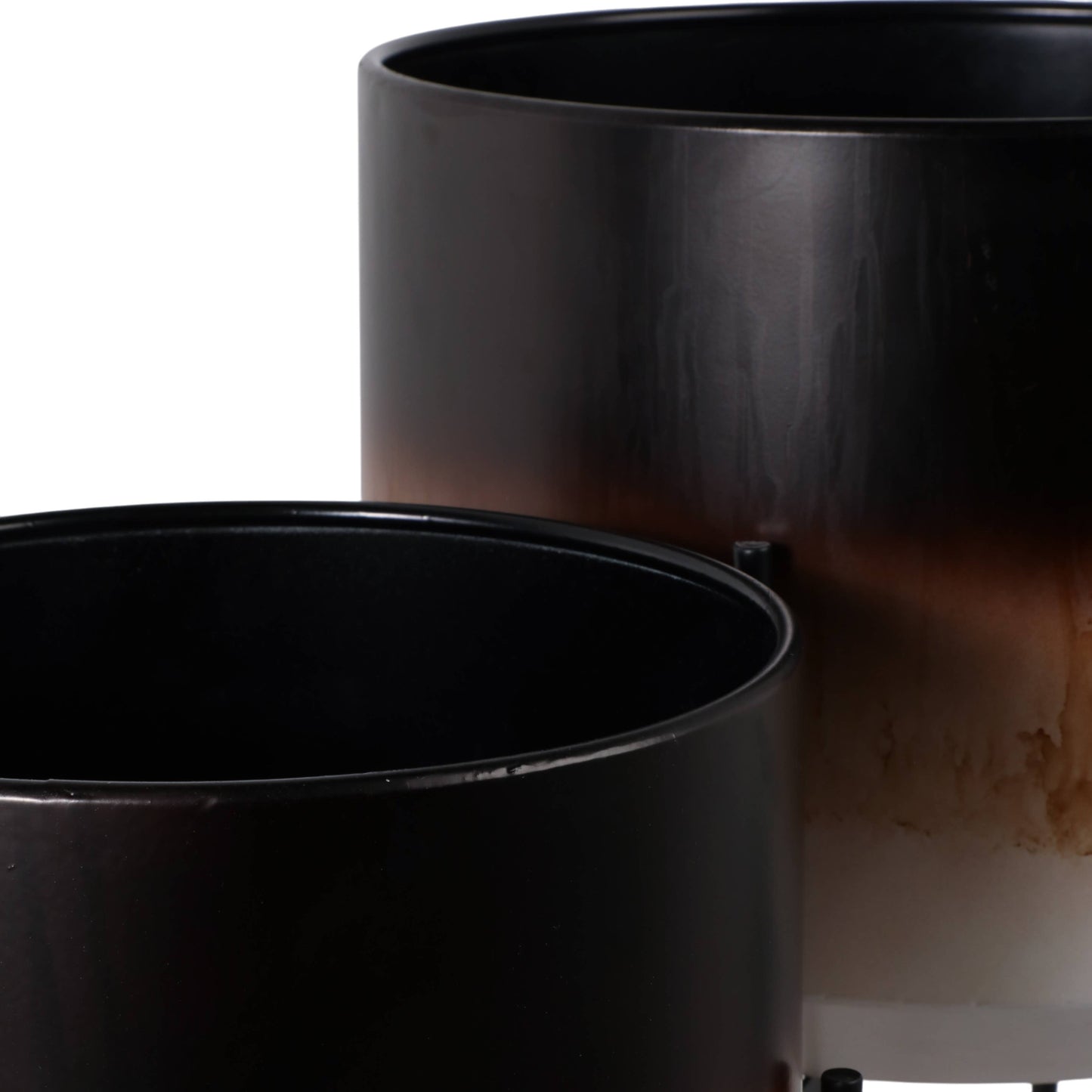 Metal Ombre Stand Planter Pot Set of 2 - Brown, 11/15 in.