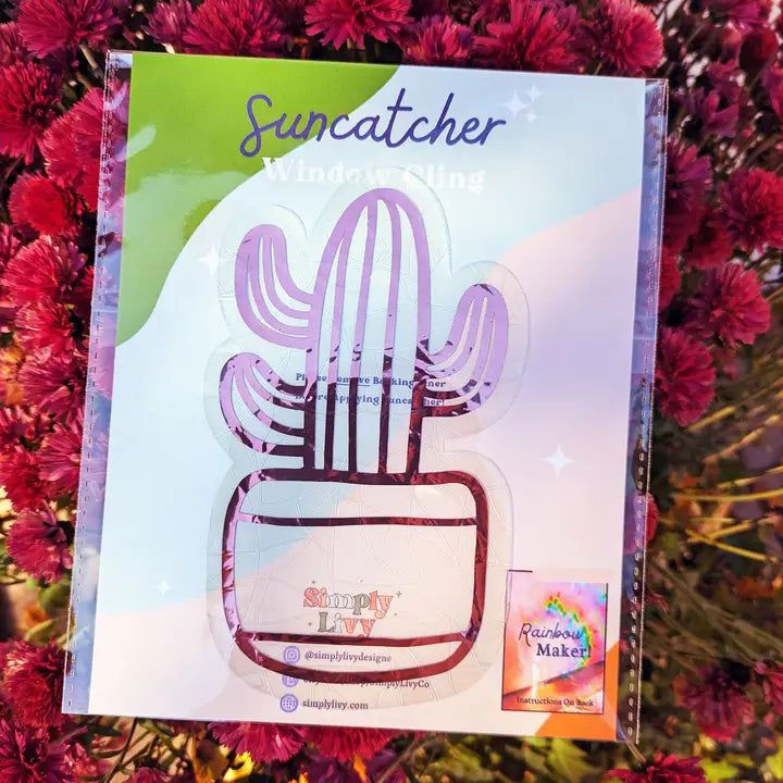 Potted Cactus Suncatcher Window Cling: Rose Gold Chrome / 6"