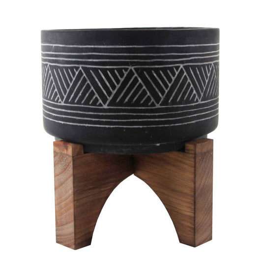 7"  Mountain Cement With Wood Stand
