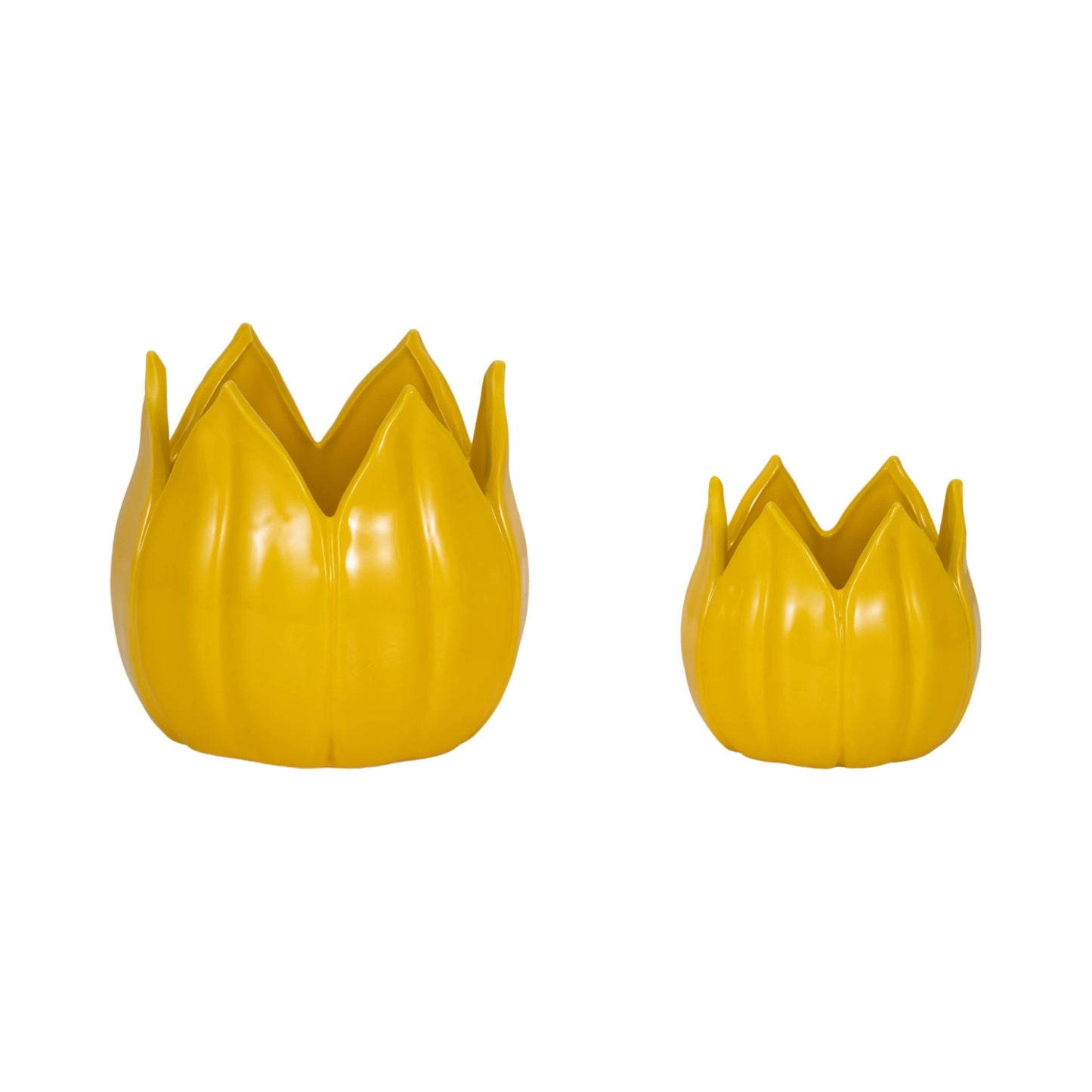 8 in. Yellow Petal Stoneware Planter