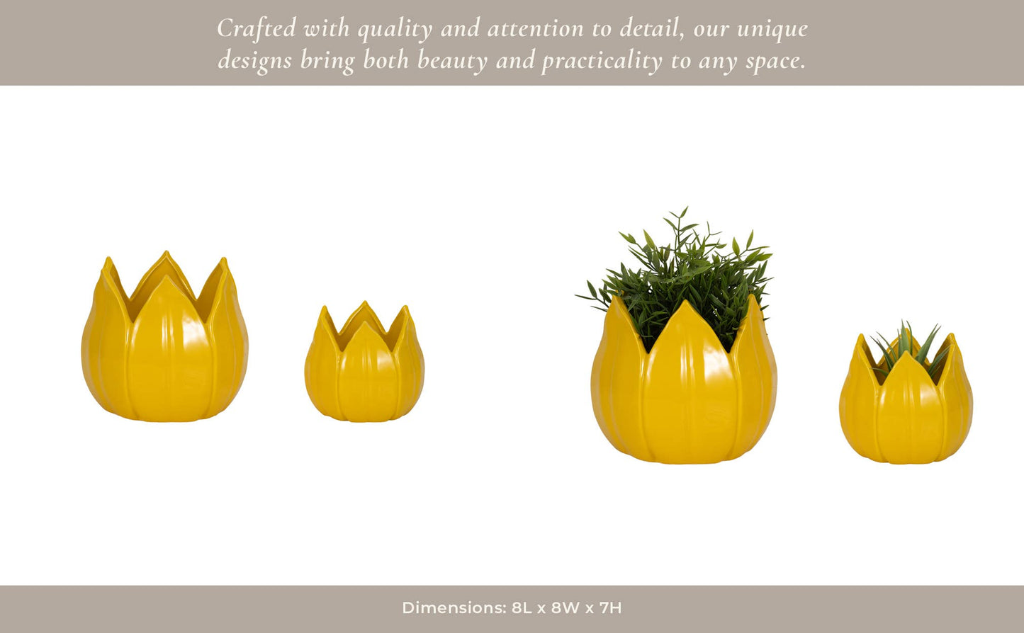 8 in. Yellow Petal Stoneware Planter