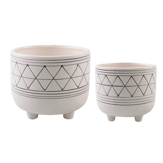6" Ceramic With legs: White/Black