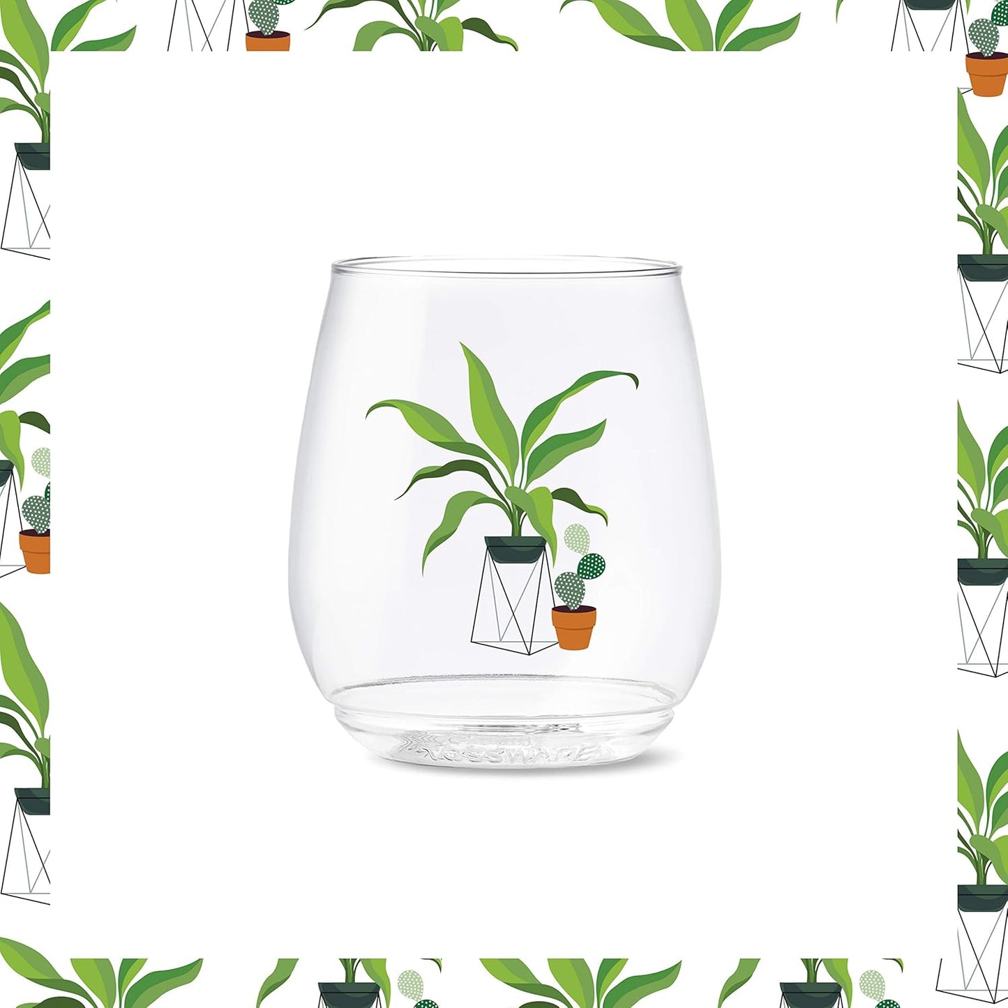 Plant Mom Crystal Clear Plastic Wine Glasses