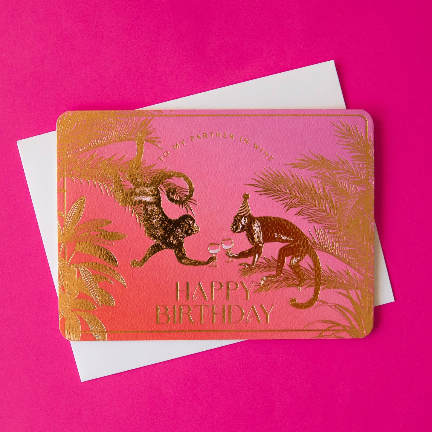 Partner in Wine Birthday Card | Monkeys