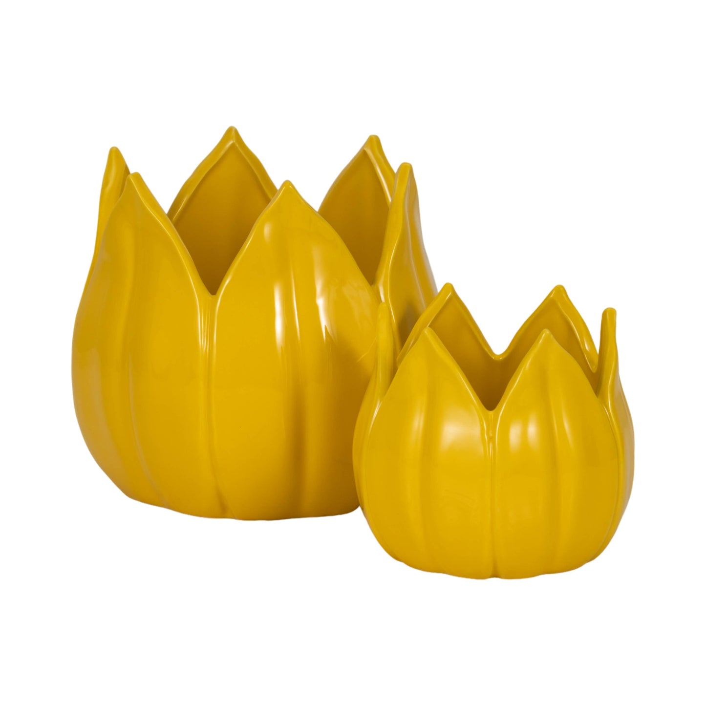 8 in. Yellow Petal Stoneware Planter