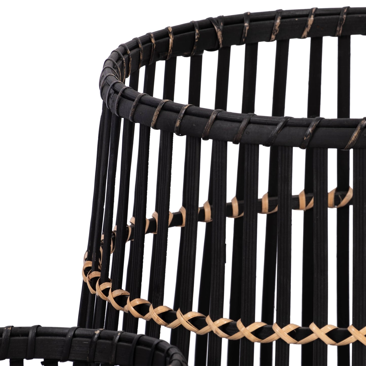 Planters Set of 3 - Black Bamboo Wood Footed, 10/14/17 in.