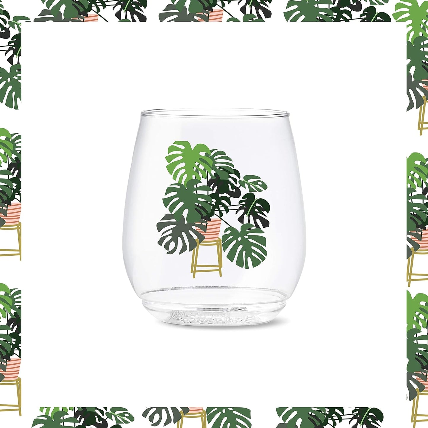 Plant Mom Crystal Clear Plastic Wine Glasses