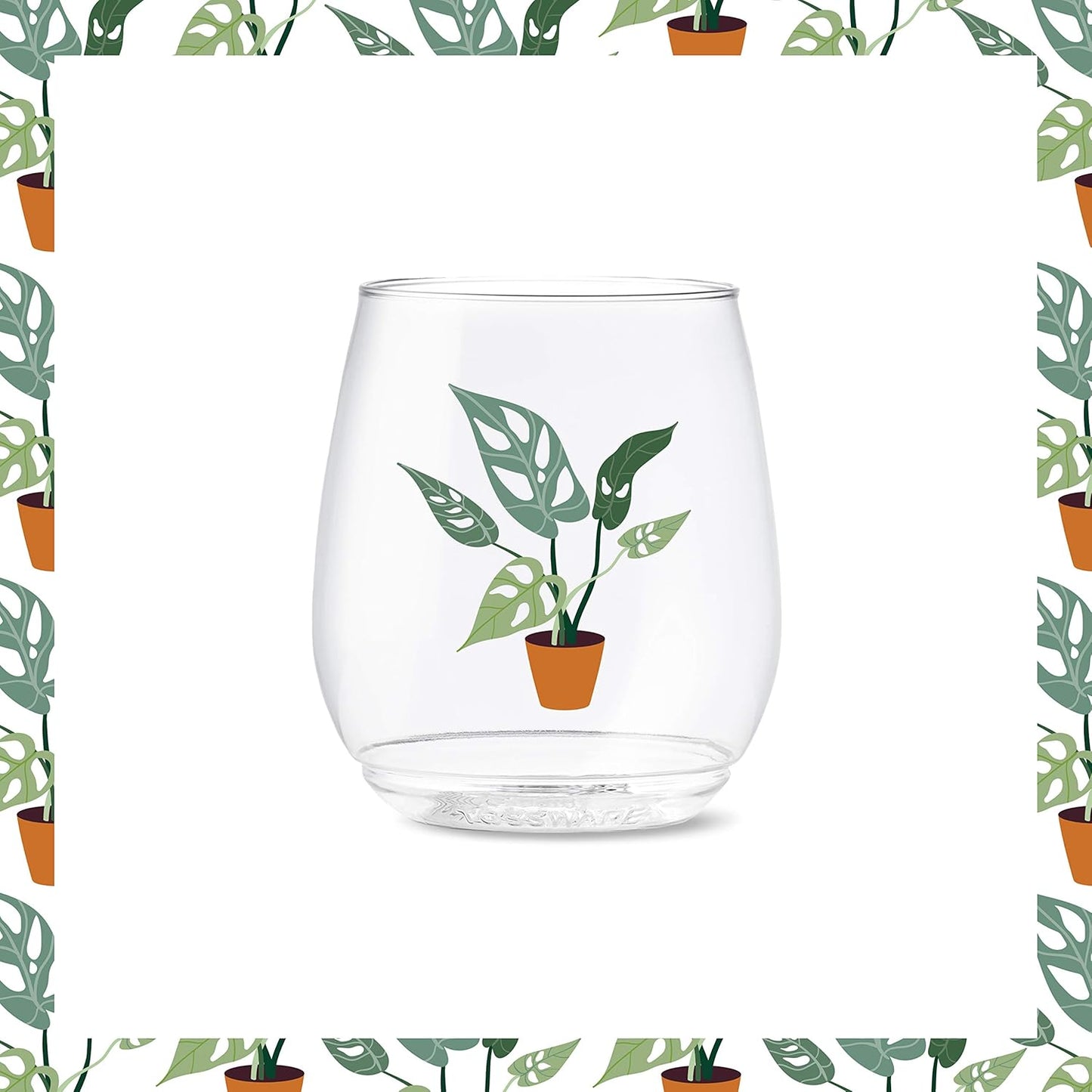 Plant Mom Crystal Clear Plastic Wine Glasses